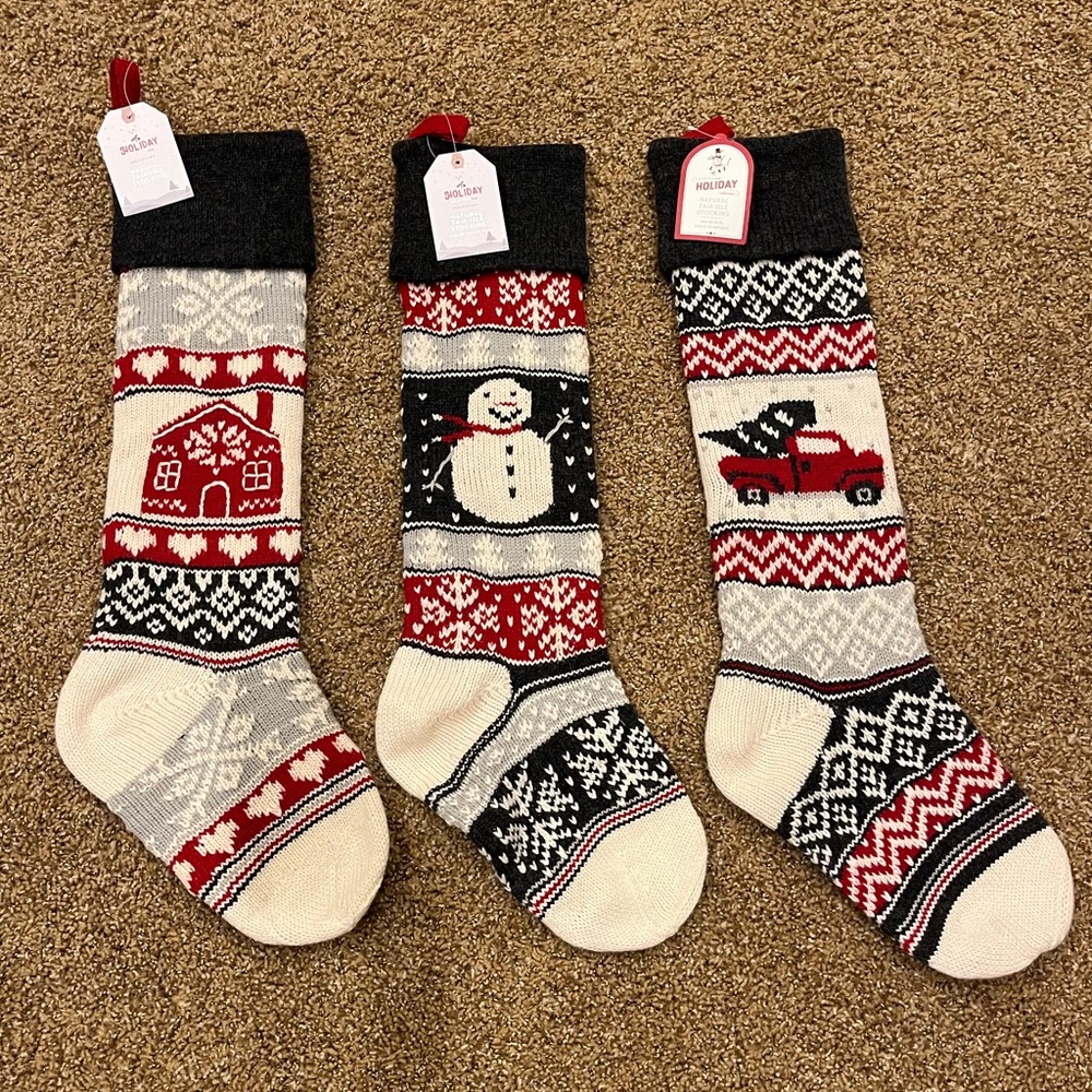 NWT Pottery Barn Fair Isle Set of 3 Stockings
